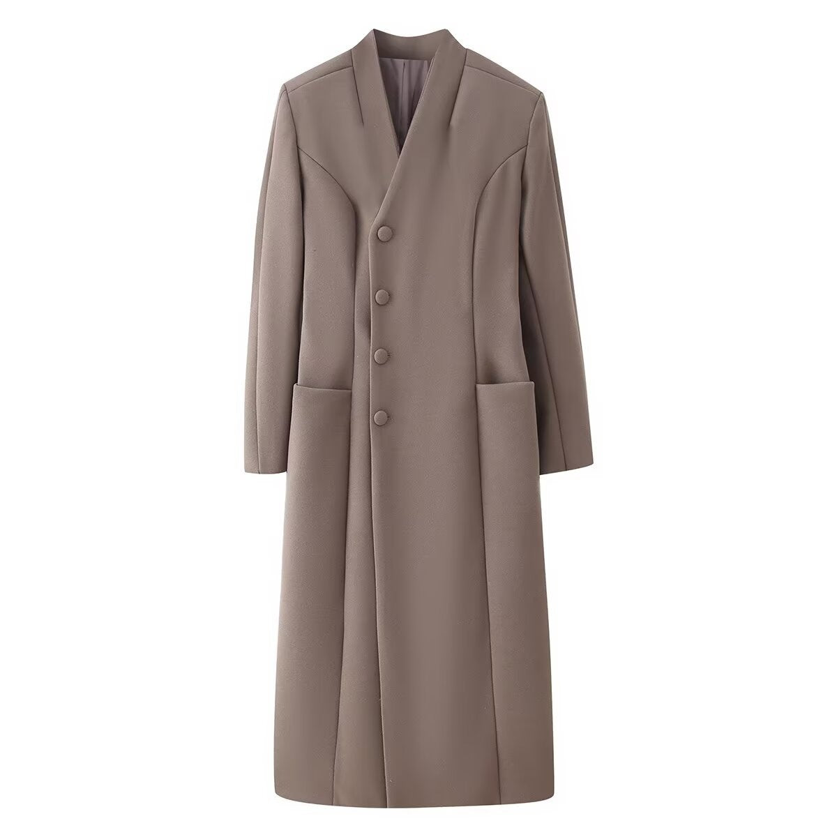 Fashionable Wool Coat With A Stand-up Collar