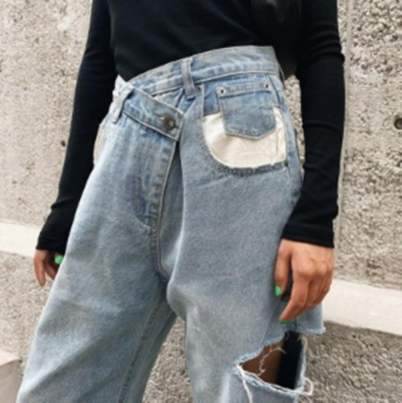 Ripped Jeans Women High Waist Casual Slim