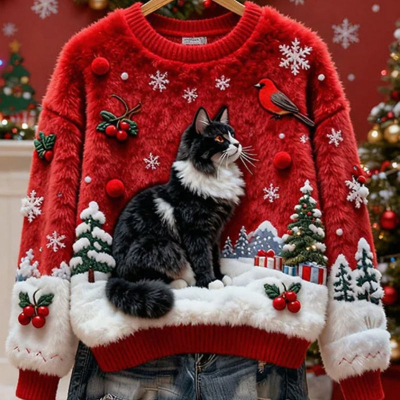 New Flannel Christmas Top With Sweet Crew Neck And Snowman Design