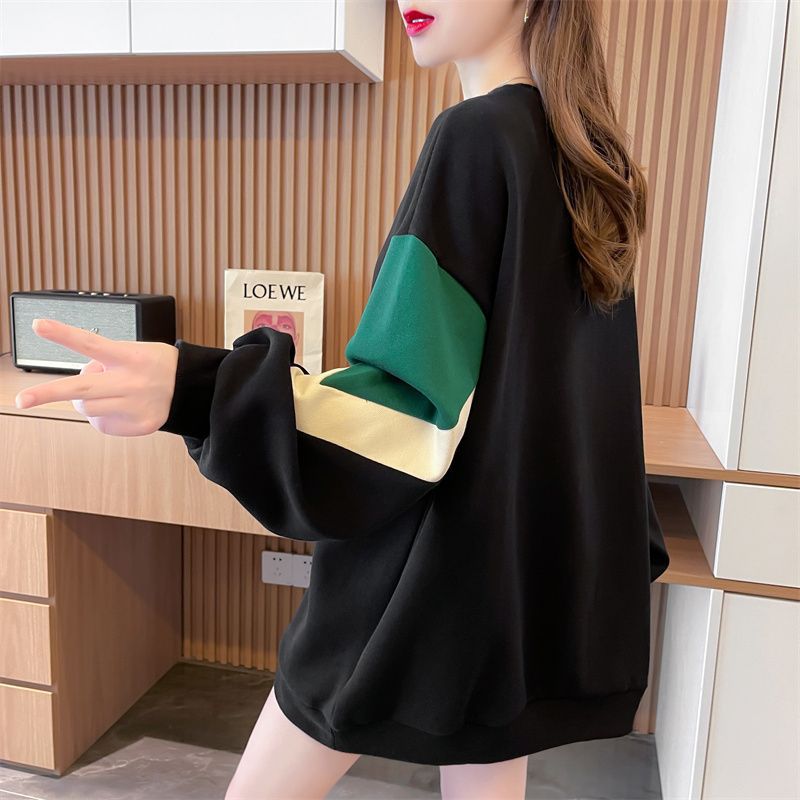 Women's Loose-Fit Patchwork Embroidered Little Bear Hoodie Top