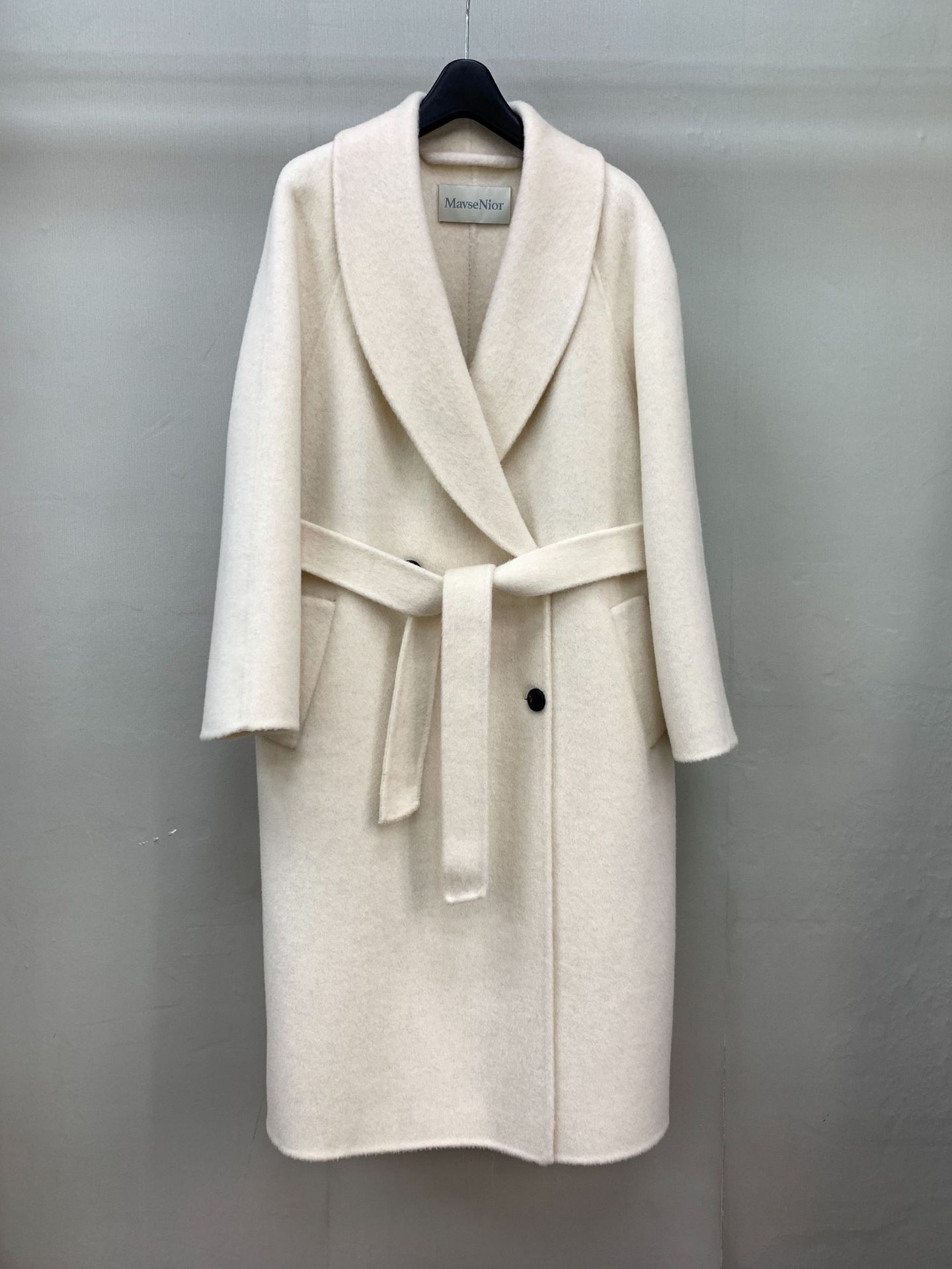 Long Double-faced Wool Coat With A Tie Closure