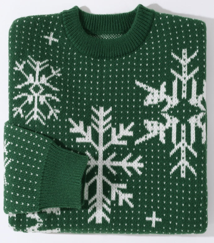 Autumn And Winter Round Neck Christmas Print Sweater