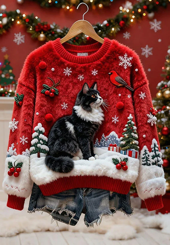 New Flannel Christmas Top With Sweet Crew Neck And Snowman Design